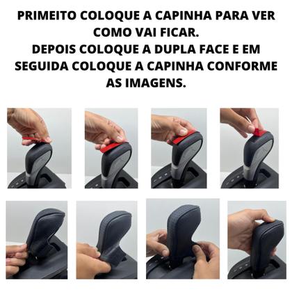 Imagem de Kit Capas Couro Manopla Cambio Manual E Freio E Chave 2 Botões Onix Plus 2020 2021 2022 2023 2024