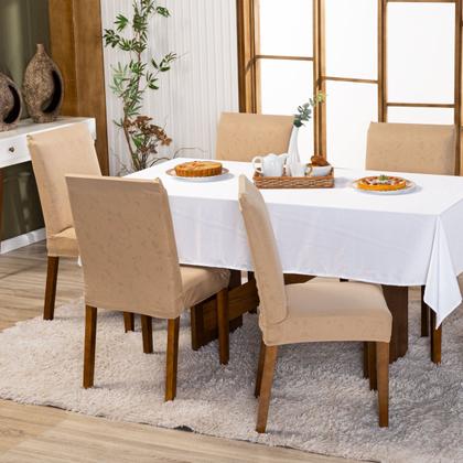 Imagem de Kit Capas de Cadeira Jantar Lisa Ajustável com Elástico 04 Peças Protetora Moderna Para Cozinha Malha Gel Helanca