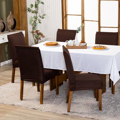 Imagem de Kit Capas de Cadeira Jantar Lisa Ajustável com Elástico 04 Peças Protetora Moderna Para Cozinha Malha Gel Helanca