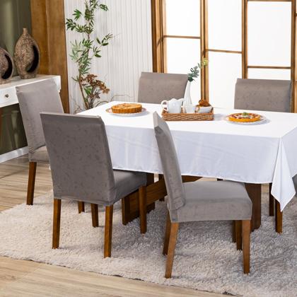 Imagem de Kit Capas de Cadeira Jantar Lisa Ajustável com Elástico 10 Peças Protetora Moderna Para Cozinha Malha Gel Helanca