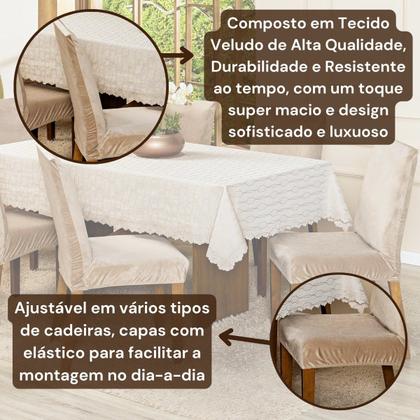 Imagem de Kit Capas de Cadeira Jantar Lisa Splendore Ajustável com Elástico 04 Peças - Tecido Veludo Decoração Luxo Para Cozinha