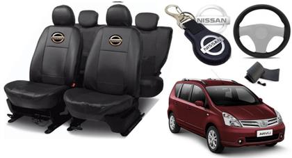 Imagem de Kit Capas de Couro Nissan Livina 2011 + Capa de Volante + Chaveiro Nissan