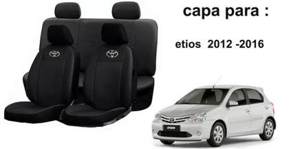 Imagem de Kit Capas de Couro Toyota Etios 2016 + Capa de Volante + Chaveiro Toyota