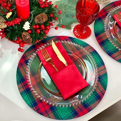 Imagem de Kit Capas de Sousplat Supla com Guardanapos Modelo Natal com Brilho