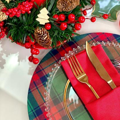 Imagem de Kit Capas de Sousplat Supla com Guardanapos Modelo Natal com Brilho