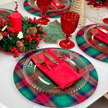 Imagem de Kit Capas de Sousplat Supla com Guardanapos Modelo Natal com Brilho