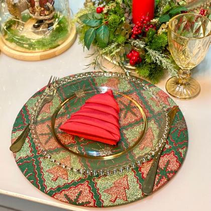 Imagem de Kit Capas de Sousplat Supla com Guardanapos Modelo Natal com Brilho