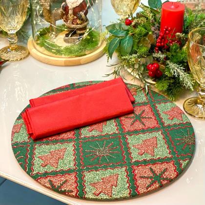 Imagem de Kit Capas de Sousplat Supla com Guardanapos Modelo Natal com Brilho