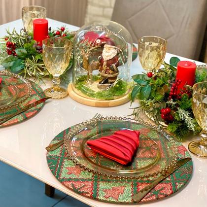 Imagem de Kit Capas de Sousplat Supla com Guardanapos Modelo Natal com Brilho