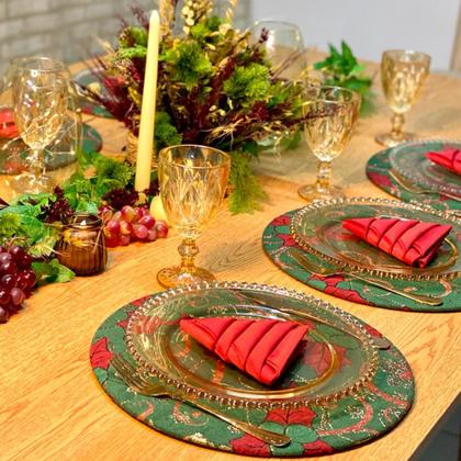 Imagem de Kit Capas de Sousplat Supla com Guardanapos Modelo Natal com Brilho