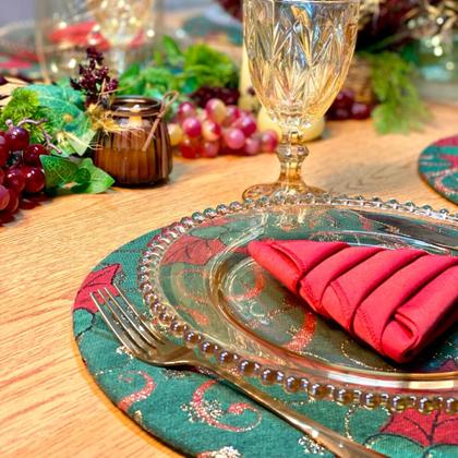 Imagem de Kit Capas de Sousplat Supla com Guardanapos Modelo Natal com Brilho