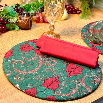 Imagem de Kit Capas de Sousplat Supla com Guardanapos Modelo Natal com Brilho