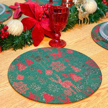 Imagem de Kit Capas de Sousplat Supla com Guardanapos Modelo Natal com Brilho