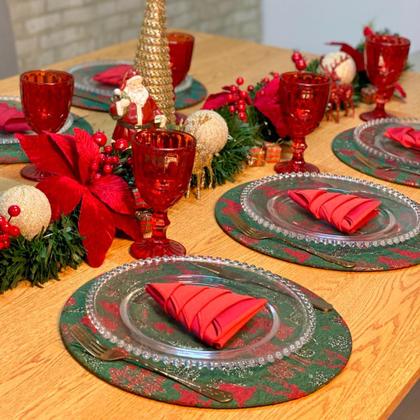 Imagem de Kit Capas de Sousplat Supla com Guardanapos Modelo Natal com Brilho