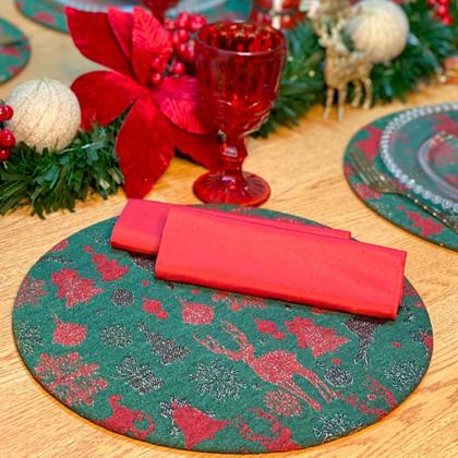 Imagem de Kit Capas de Sousplat Supla com Guardanapos Modelo Natal com Brilho