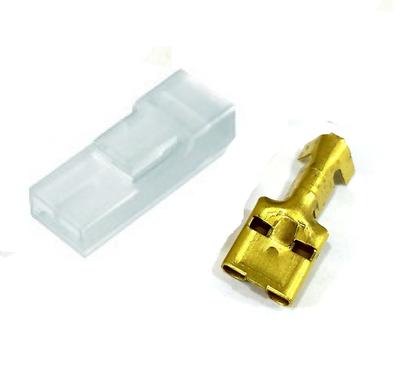 Imagem de Kit Capas e Terminal Fêmea 6,3mm e Terminal Macho 6,3 mm TERMINAIS CONECTORES ELÉTRICOS FIO CABO 4mm PLUG COM TRAVA