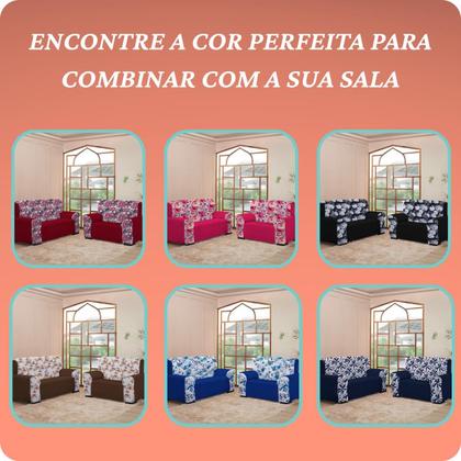 Imagem de Kit Capas para Sofá 2 e 3 Lugares  Coladinha Floral Mista  Proteção e Estilo na Sua Sala