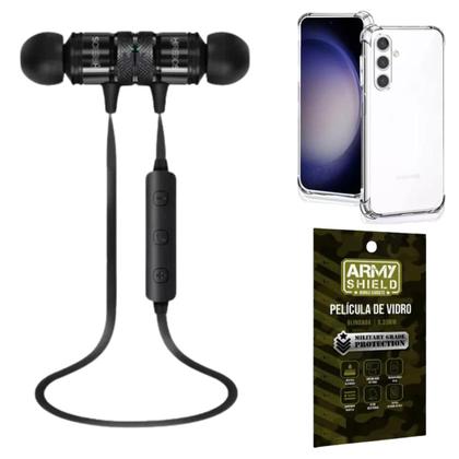 Imagem de Kit Capinha AntiShock Galaxy A24 + Fone Bluetooth Bass HS-514 + Pelicula de Vidro 3D - ArmyShield