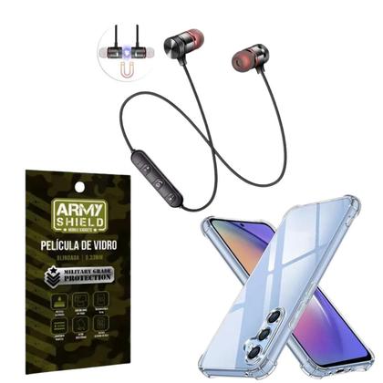 Imagem de Kit Capinha AntiShock Galaxy M15 + Fone Bluetooth Bass HS-514 + Pelicula de Vidro 3D - ArmyShield