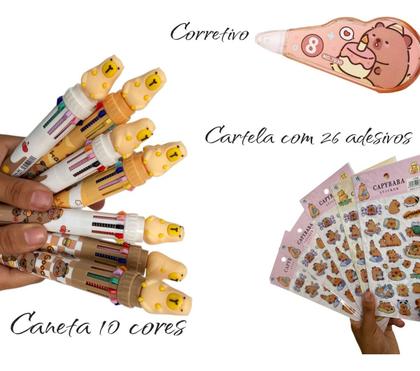 Imagem de Kit Capivara 6 Itens Escolar Fofos Capyvara Agenda