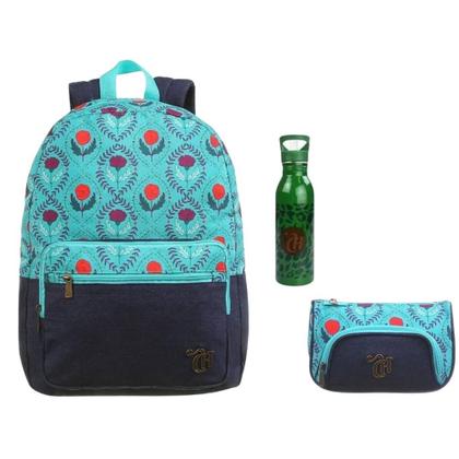 Imagem de Kit Capricho Boho Green 2020 Mochila + Estojo + Garrafa