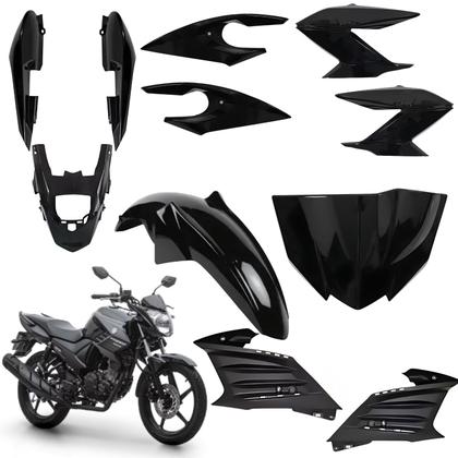 Imagem de Kit carenagem completo traseiro fazer 150 preto brilho 2020 2021 2022 2023 2024