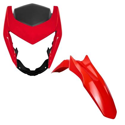 Imagem de Kit carenagem dianteiro capa farol completo + paralama nxr bros 160 vermelho 2015-2021