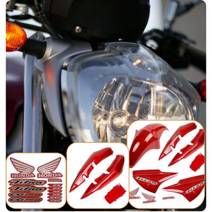 Imagem de Kit Carenagem Titan 150 Vermelha 2004 á 2005 Vermelho Adesivado