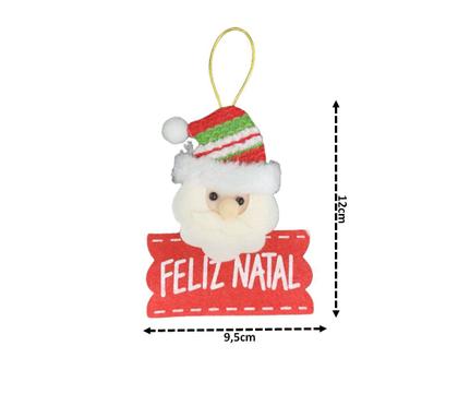 Imagem de Kit Carinha Papai Noel e Boneco de Neve Placa Feliz Natal Pelúcia 12cm 6 Unidades - Master Christmas