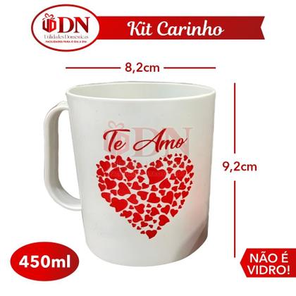 Imagem de Kit carinho 4 canecas De Amor com 4 xícaras Coração Vermelhas