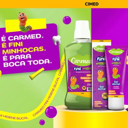 Imagem de Kit Carmed Fini Minhocas com Hidratante Labial, Gel Dental e Enxaguante
