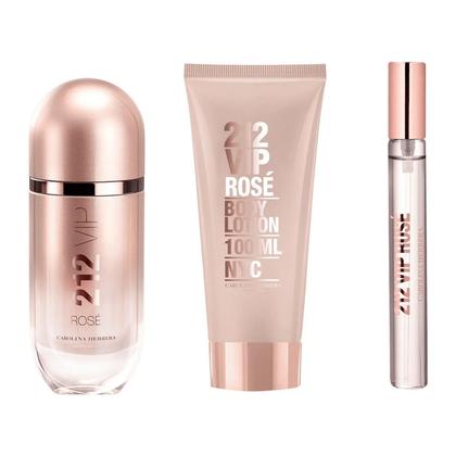 Imagem de Kit carolina herrera 212 vip rosé edp 80ml + edp 10ml + body lotion 100ml