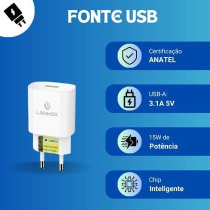 Imagem de Kit Carregador 2 Metros Compatível Com Samsung Galaxy A32 _ Cabo Tipo C e Fonte