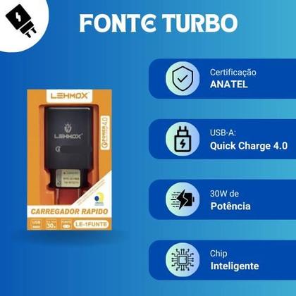 Imagem de Kit Carregador 2 Metros TURBO Compatível com Samsung A15 / Cabo USB C e Fonte