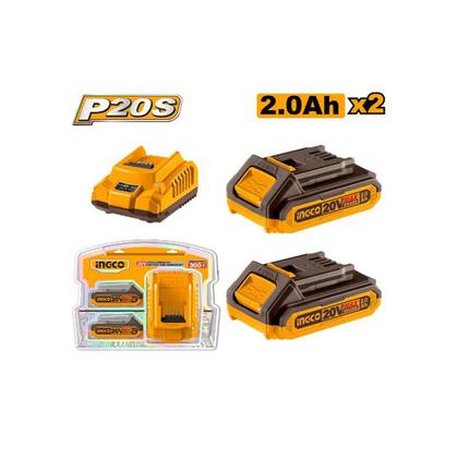 Imagem de Kit Carregador Bateria Bivolt Com 2 Baterias 2Ah 20V  FBCPK1222 Ingco