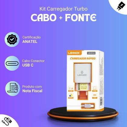 Imagem de Kit Carregador Compatível Com Infinix Note 12 _ Cabo Tipo C e Fonte