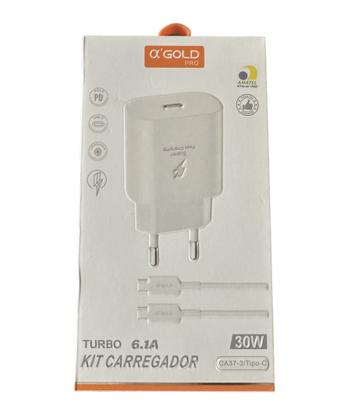 Imagem de Kit Carregador Completo Cabo Fonte 30W Tipo c Tipo C Para Android Anatel Iphone Linha 15 16