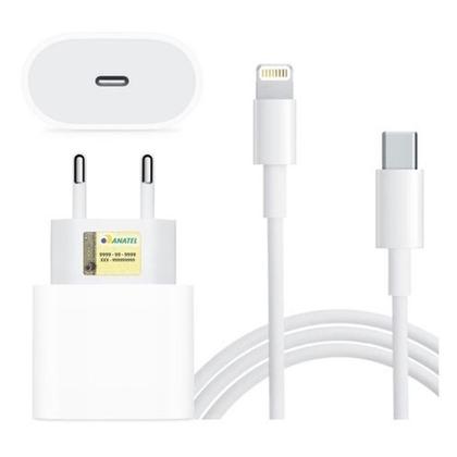 Imagem de Kit Carregador Completo Fonte Cabo Turbo 30W Tipo C Lightning Compatível Com Iphone Homologado Anatel