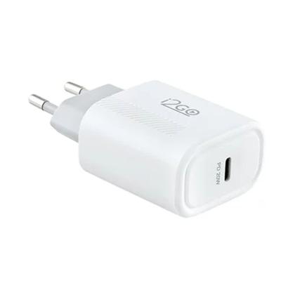 Imagem de Kit Carregador De Parede Ultra Rápido Com 1 Saída USB-C Power Delivery 20W + Cabo USB-C + USB-C I2GO 1,5m 3A Branco