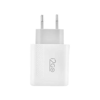 Imagem de Kit Carregador De Parede Ultra Rápido Com 1 Saída USB-C Power Delivery 20W + Cabo USB-C + USB-C I2GO 1,5m 3A Branco