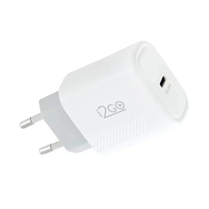 Imagem de Kit Carregador De Parede Ultra Rápido Com 1 Saída USB-C Power Delivery 20W + Cabo USB-C + USB-C I2GO 1,5m 3A Branco