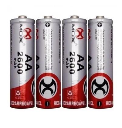 Imagem de Kit Carregador De Pilhas Mox Com 8 Pilhas Aa Recarregáveis 2600 mah