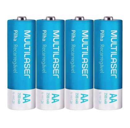 Imagem de Kit Carregador De Pilhas Multilaser COM 4 Pilhas AA Recarregáveis