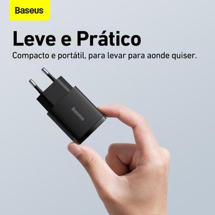 Imagem de Kit Carregador Duplo Baseus Compact 20w Para iPhne 14 e Anteriores  Cabo de 1 metro  Preto