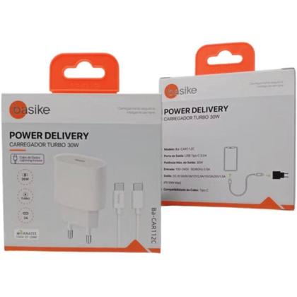 Imagem de Kit Carregador e Cabo USB C Basike 30W Turbo Power Delivery Bivolt Homologado Anatel