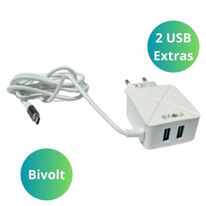 Imagem de Kit Carregador Micro Usb 20W Cabo Longo 113Cm Bivolt