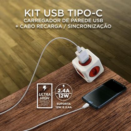 Imagem de Kit Carregador Parede Usb ELG + Cabo Usb Tipo-c KT10WC