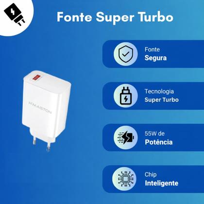 Imagem de Kit Carregador Super Turbo Compatível com Samsung Galaxy A06 A05S A05 A04 A03S A02S _Cabo e Fonte