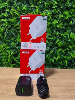 Imagem de Kit carregador turbo 1 type-c e 1 usb 30w tomate tt-3023c