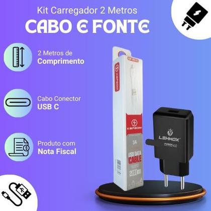 Imagem de Kit Carregador Turbo 2 Metros Compatível Com Samsung Galaxy A33 _ Cabo Tipo C e Fonte